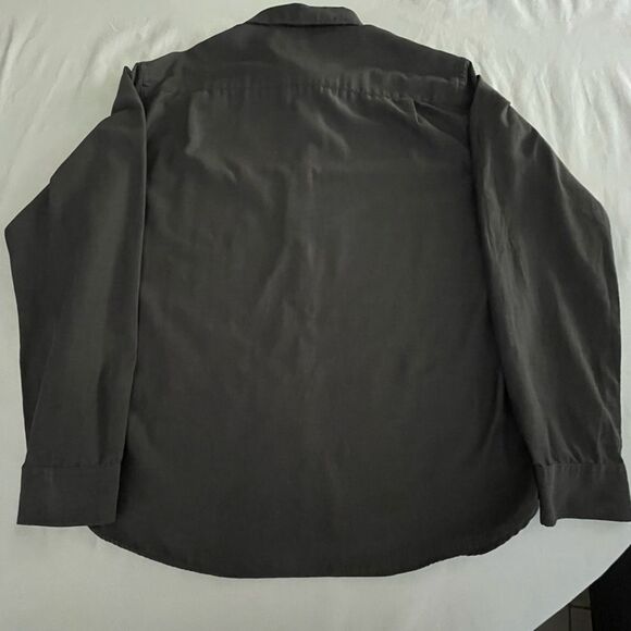 Van Heusen Slim Fit Button Down Long Sleeve Shirt in Dark Grey Size XL 17-17 1/2 - Picture 7 of 11